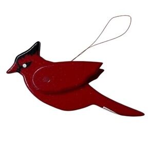 vtg Midwest‎ of Cannon Falls Christmas Folk Art Red Cardinal moveable 70s 80s